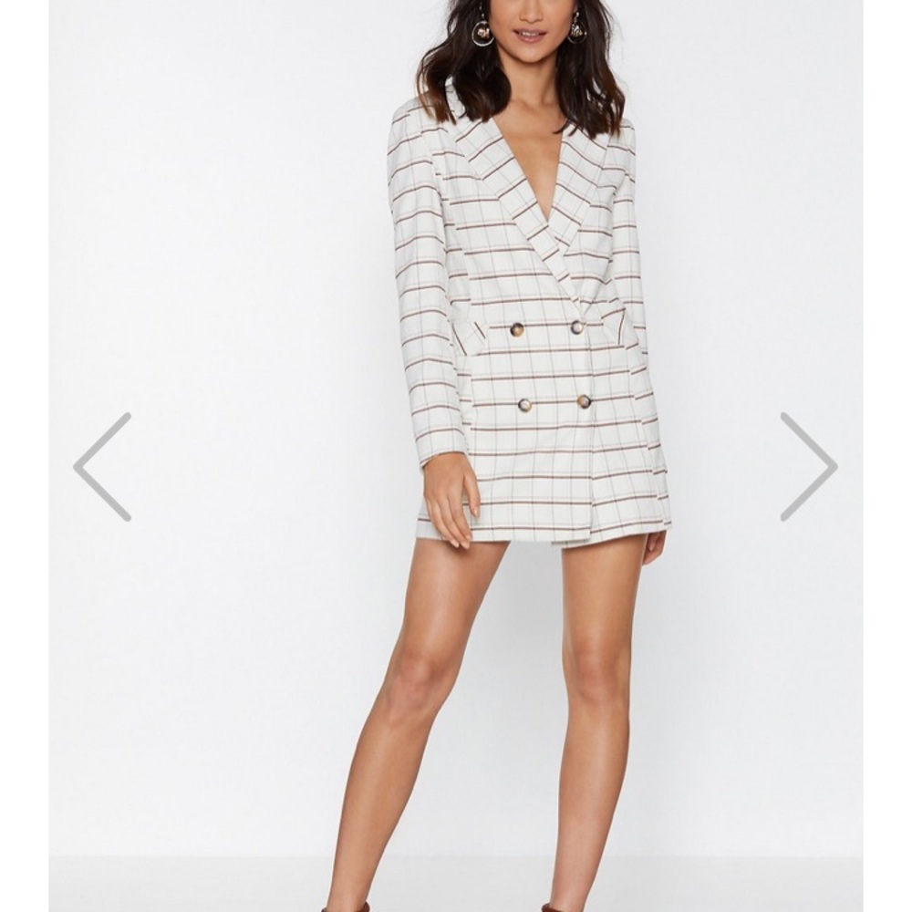 Nasty Gal: Check Her Go Blazer Dress